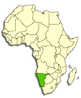 Namibia's location in Africa